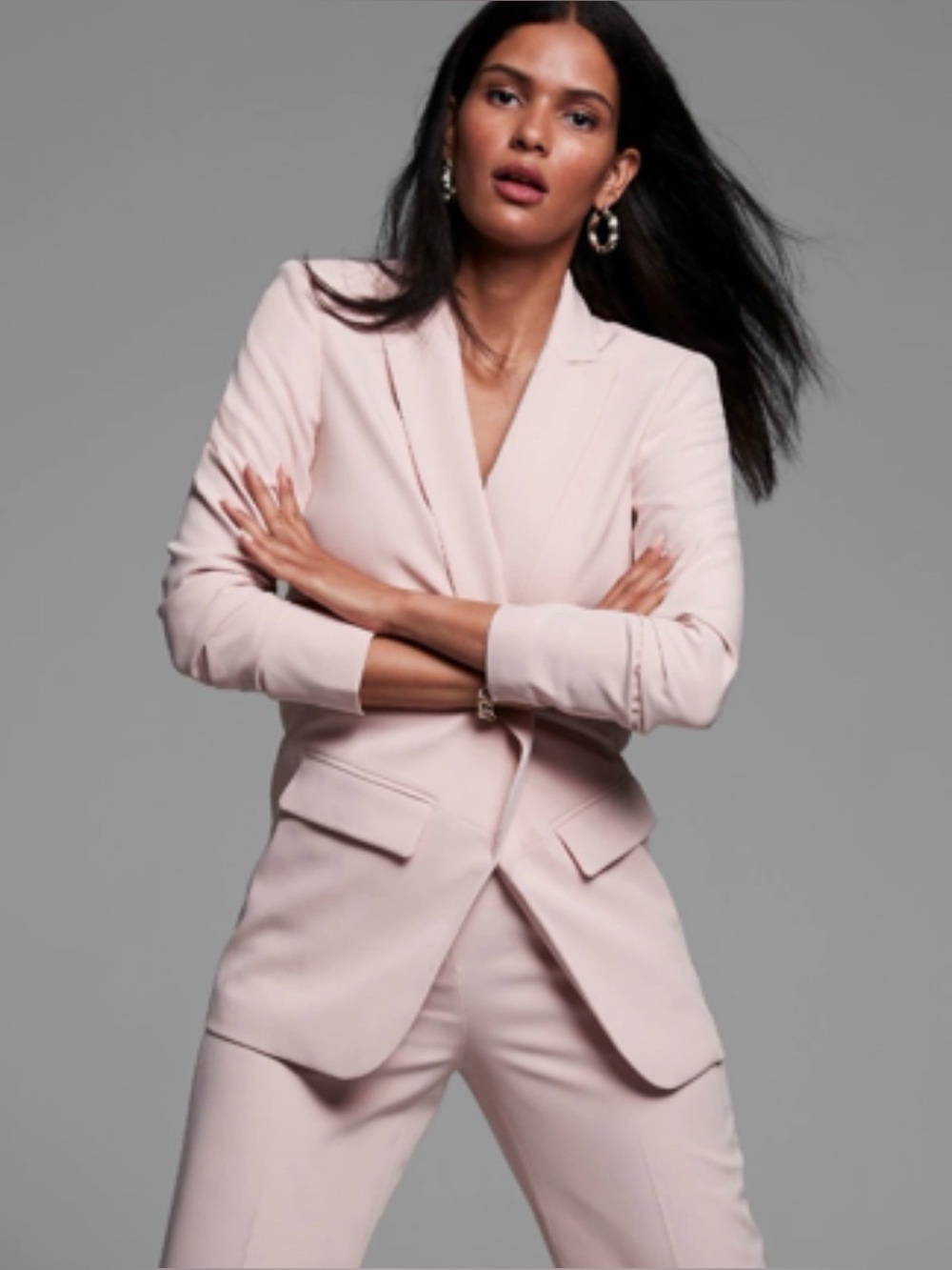 White House Black Market Soft Pink Open-Front Blazer